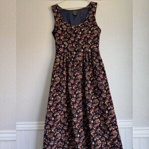 Vintage Charter Club Corduroy Floral Midi Dress Prairie Cottagecore